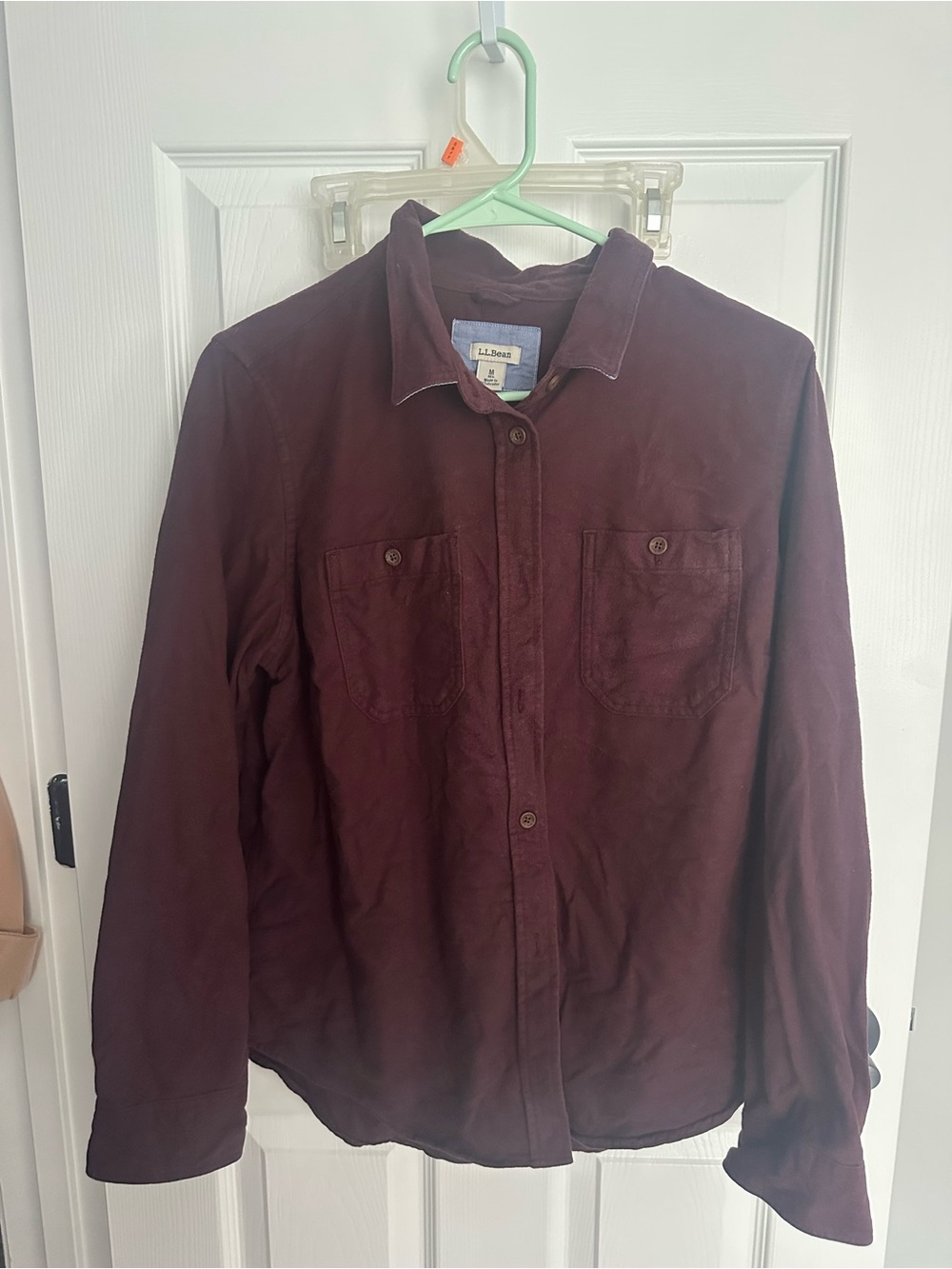 L.L. Bean Men's Long-Sleeve Button-Down Shirt in Burgundy